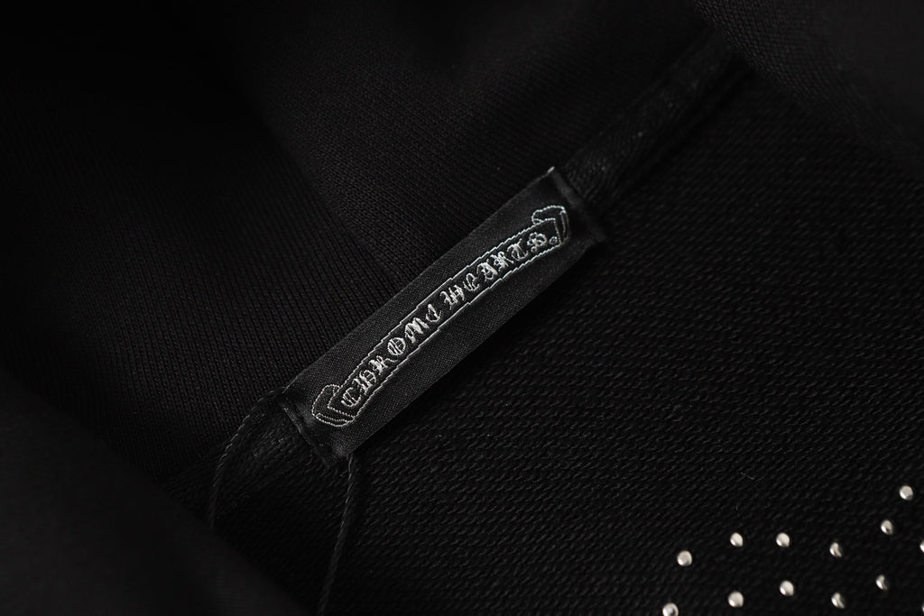 Chrome Hearts Rhinestone Cross Hoodie - Black Gothic Streetwear Sweatshirt 2633