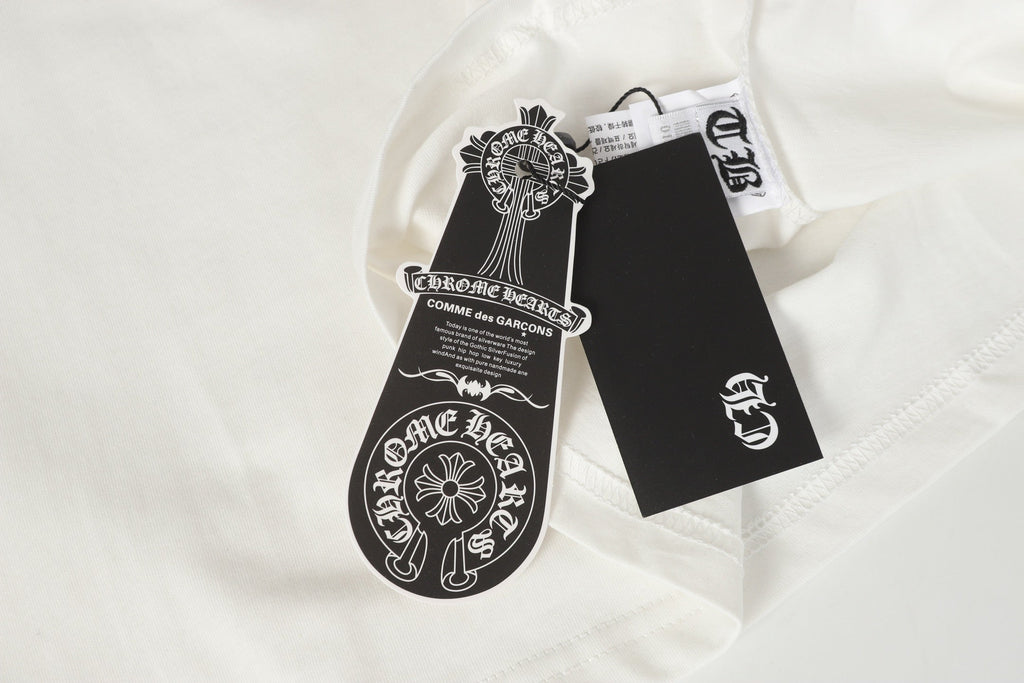 Chrome-Hearts Logo Flag Long Sleeve Tee - Black White Gothic Street T-Shirt K2126