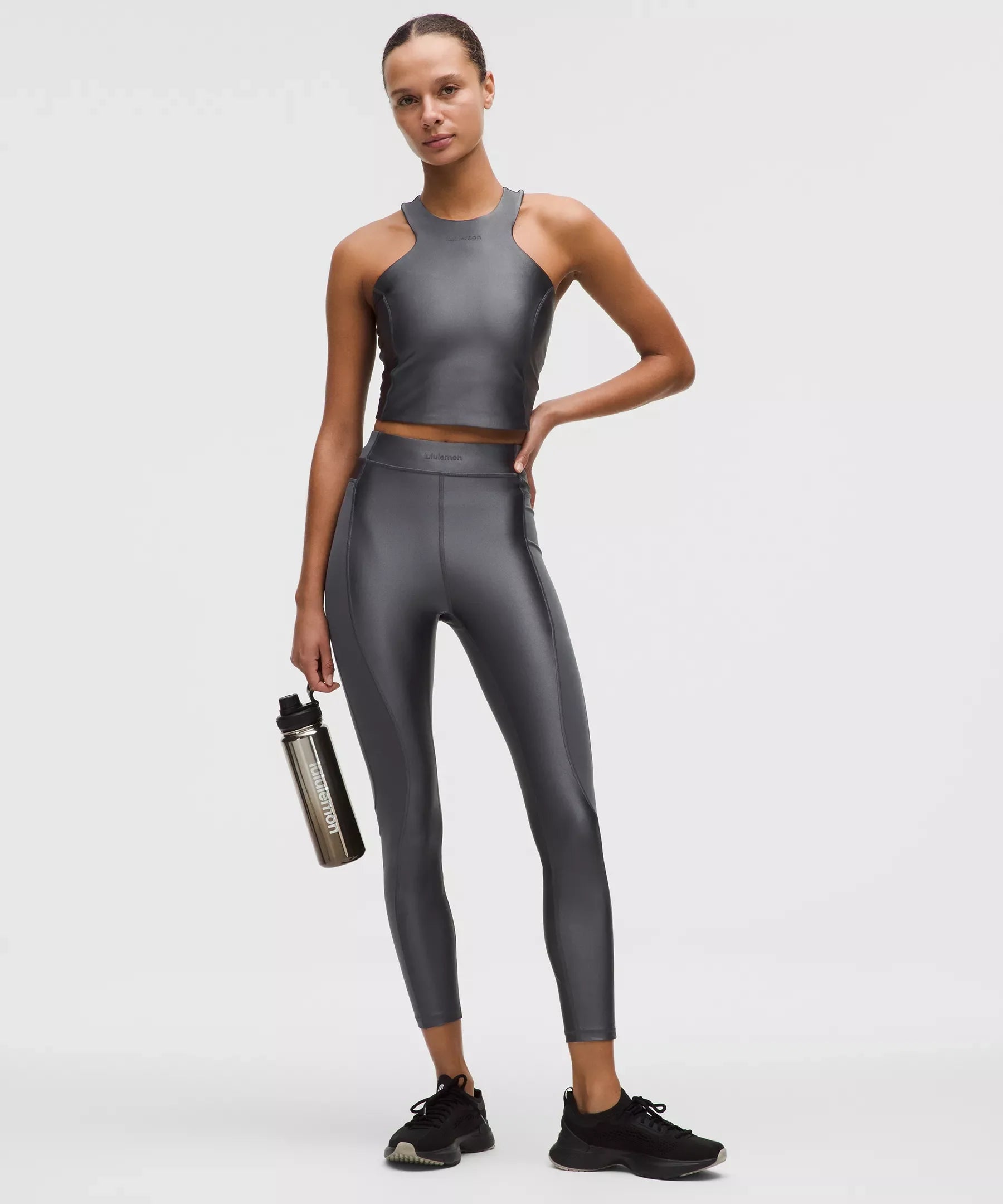 Satin Shine Panelled High-Rise Tight 25"
